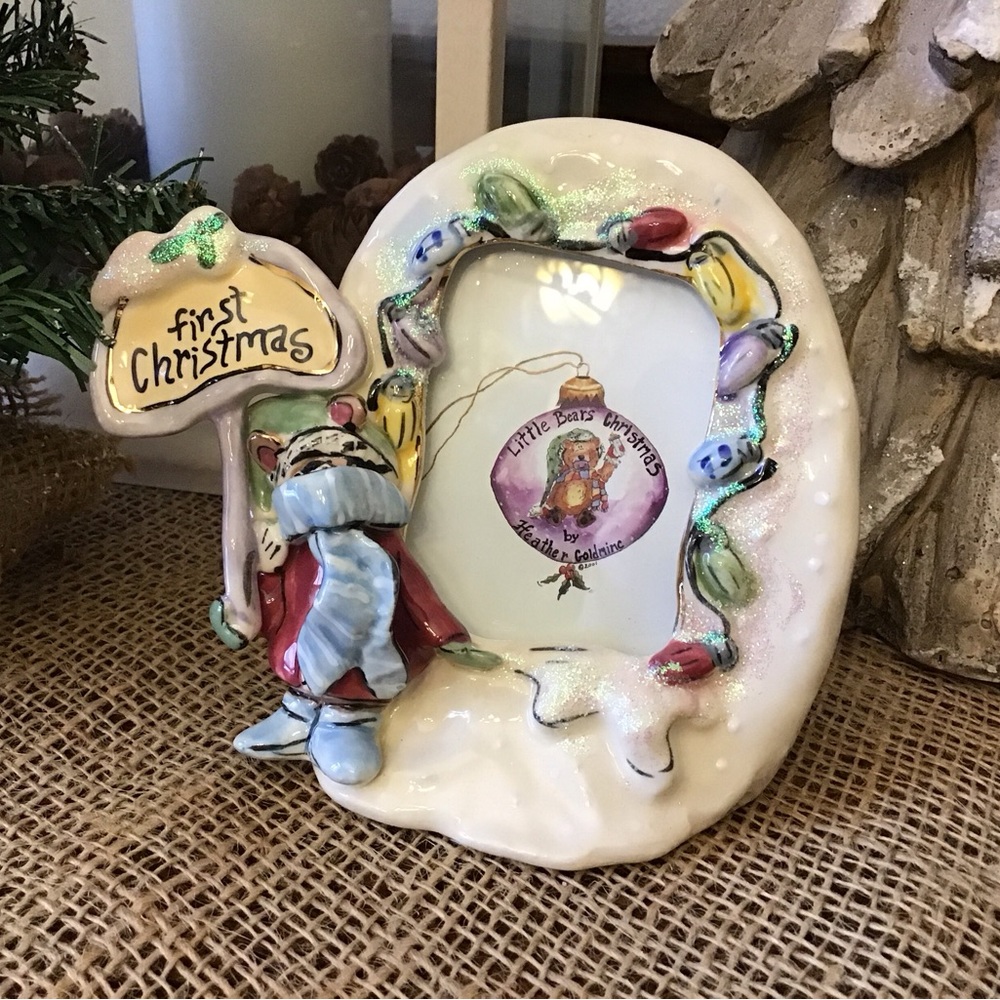 Vintage 2001 Blue Sky signed Heather Goldminc First Christmas picture fr…